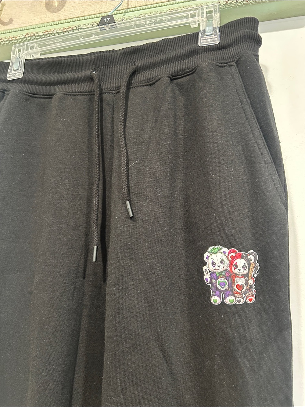 Own Horror Bear joker & Harley Quinn  Women's black Joggers sweatpants large new